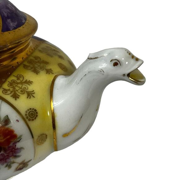 Vintage Victoria Austria Teapot & Sugar Dragon Serpent Floral Pattern Gold Trim - Picture 4 of 16